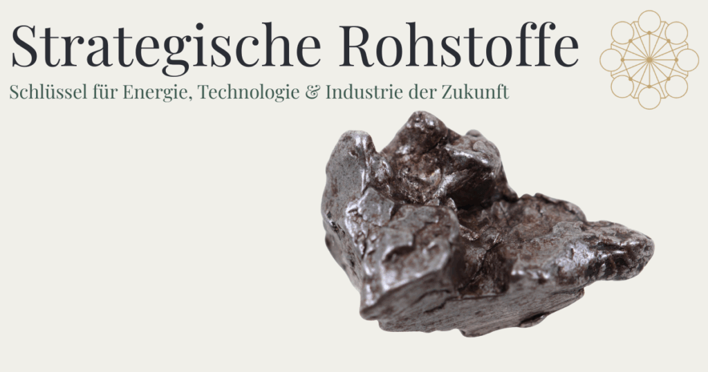 Landschaft mit globaler Industrie- und Energieinfrastruktur bei Sonnenaufgang, symbolisch für den weltweiten Wettbewerb um strategische Rohstoffe.